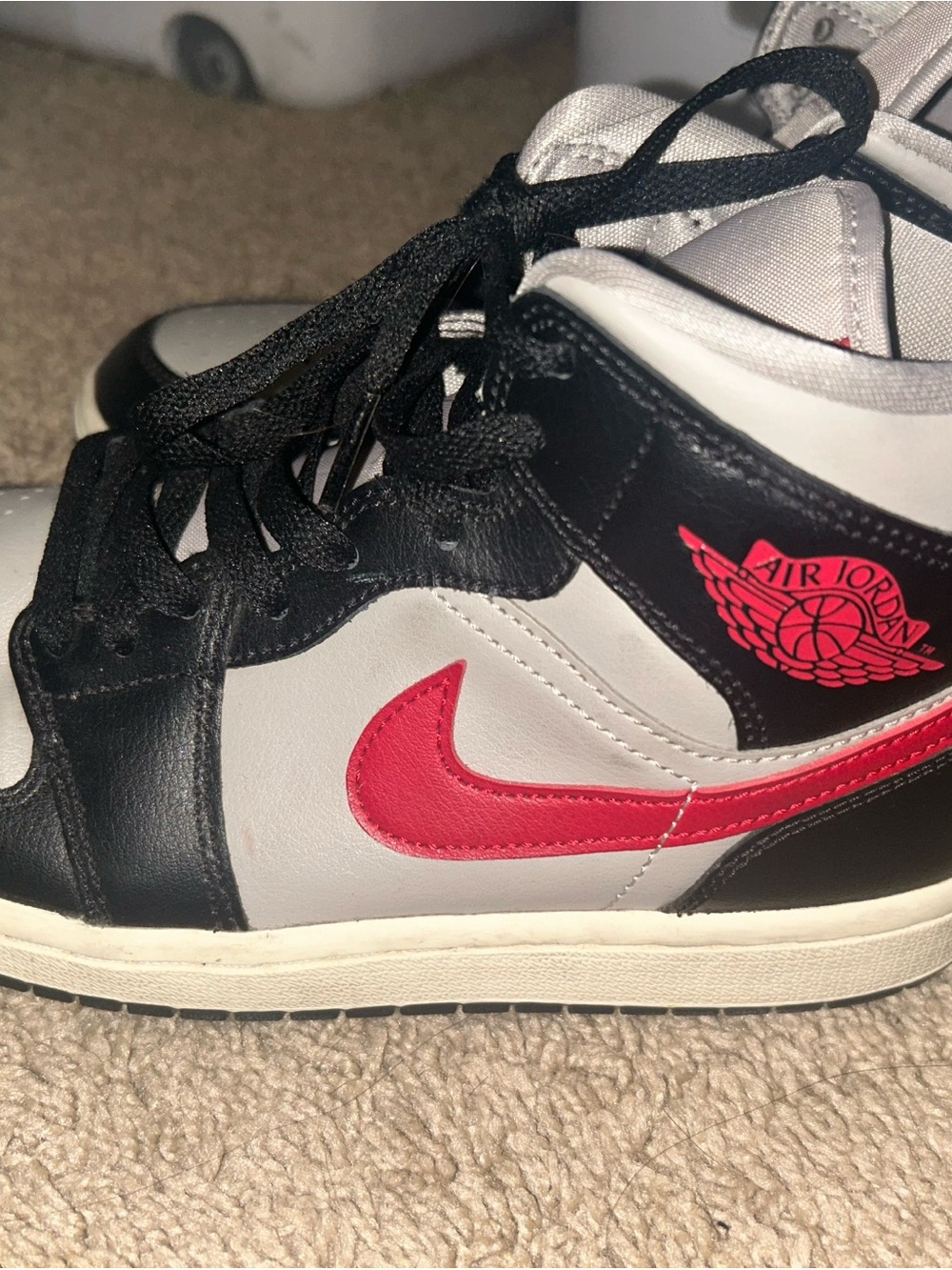 Jordan Kids' Black, White & Red High-Top Sneakers with Iconic Swoosh